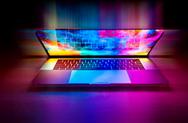 stylized open laptop computer