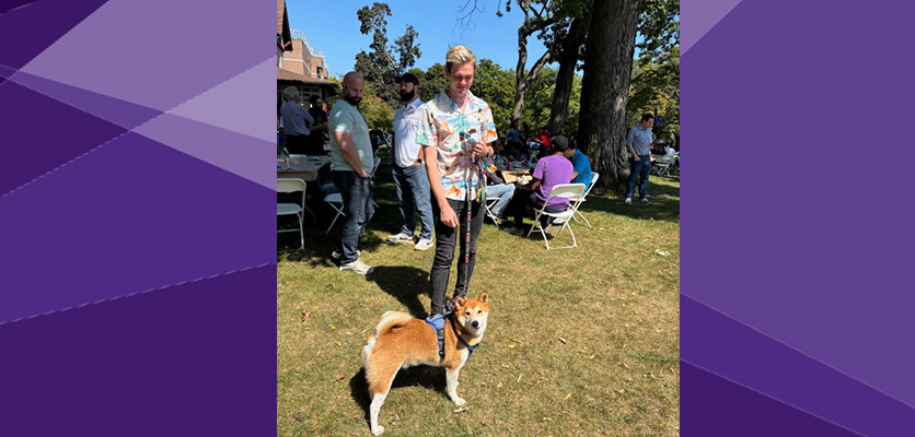 Spencer Colton, Identity and Access Management senior engineer, brought a special guest—his dog, Yikes—to enjoy the afternoon festivities.