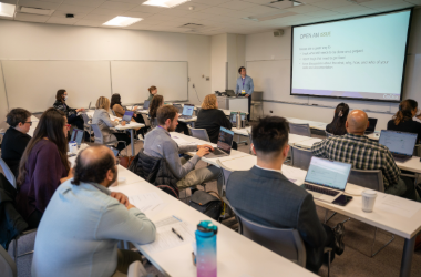 instructor addressing workshop attendees 