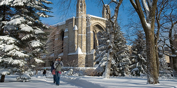 Evanston campus in winter